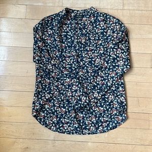 Isabel Marant Womens Silk Floral Print Button Down Blouse Blue Size EUR 34